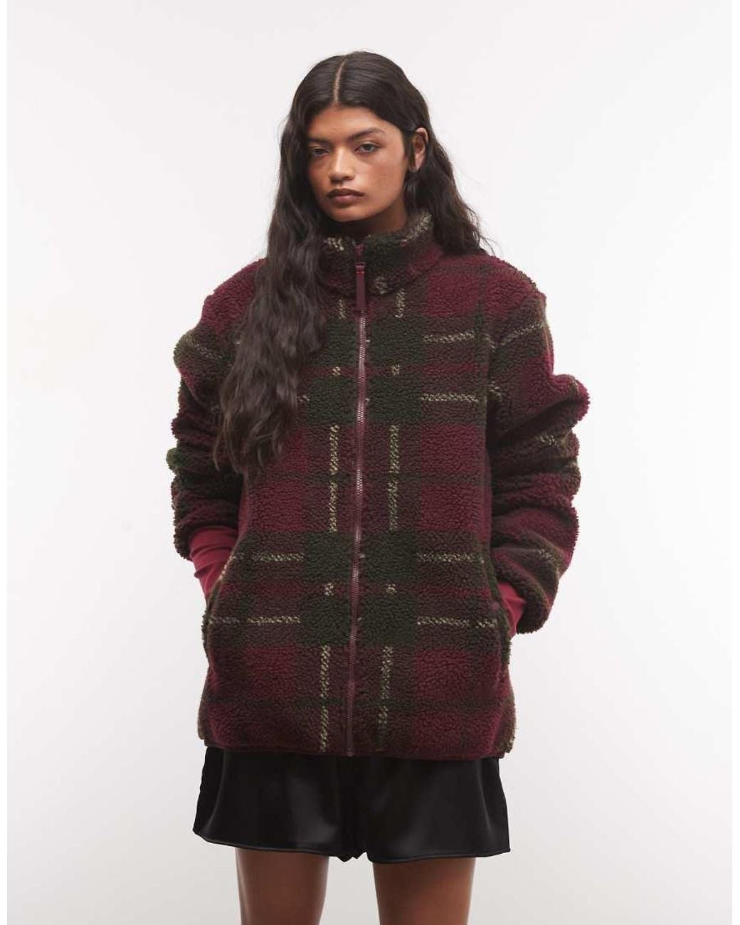 Hunter Brown Elements Tartan Borg Fleece Jacket