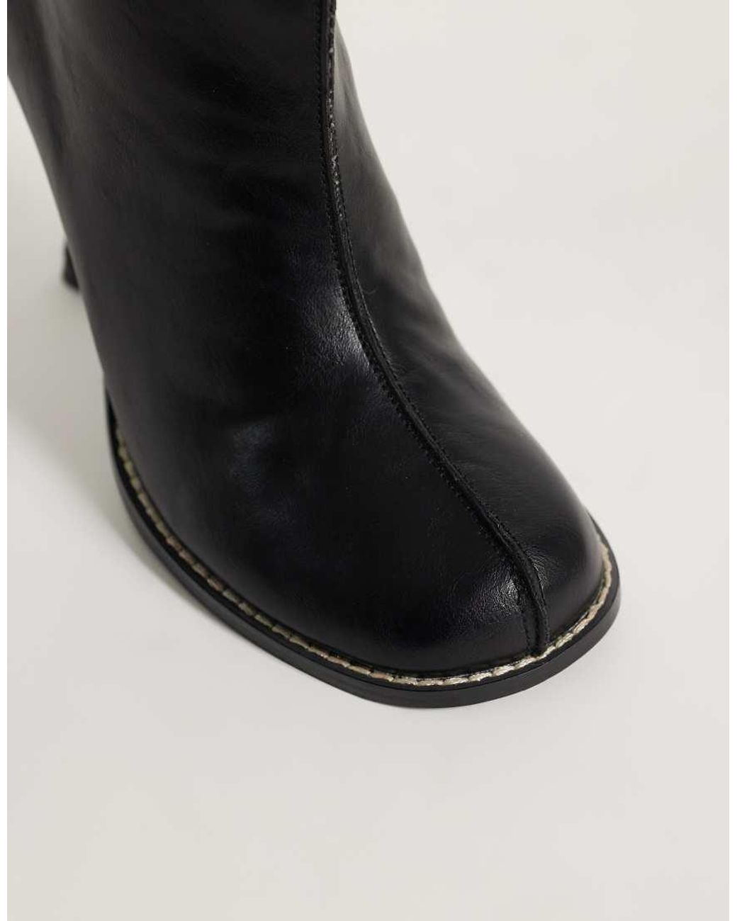 Public Desire Black Tokyo Round Toe Heeled Knee Boots