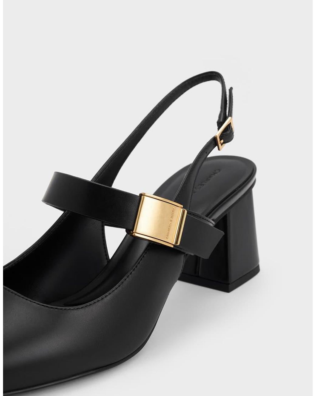 Charles & Keith Black Yvette Mary Jane Slingback Pumps