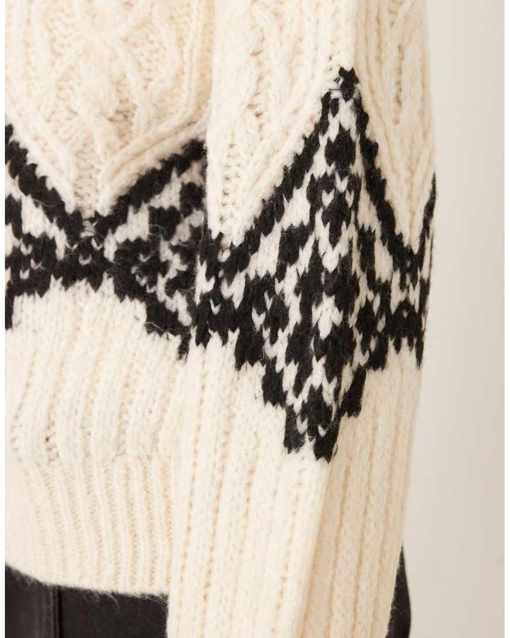 Jdy Natural Chunky Knitted Jumper With Argyle T