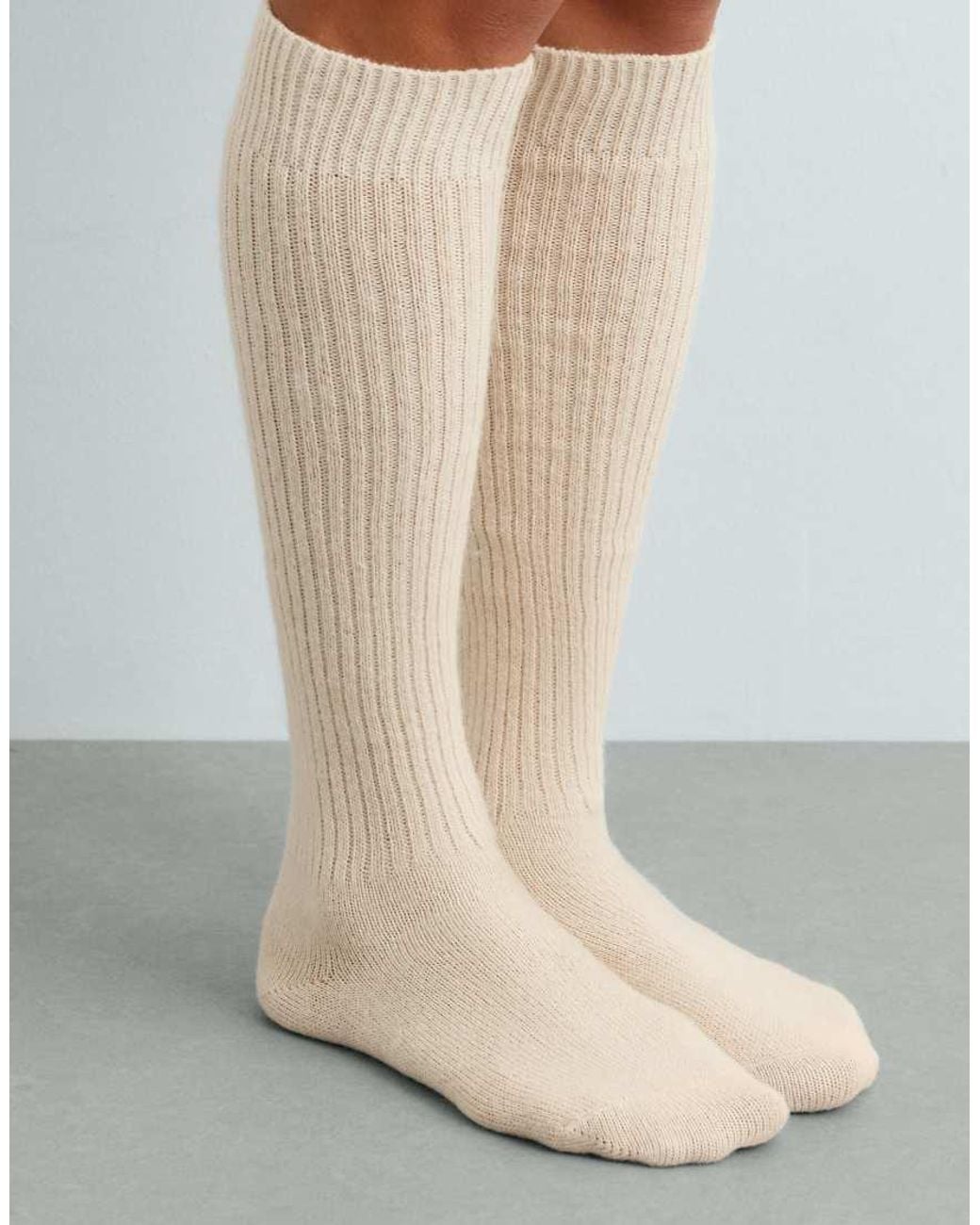 Oysho Black 22% 10% Wool Long Socks