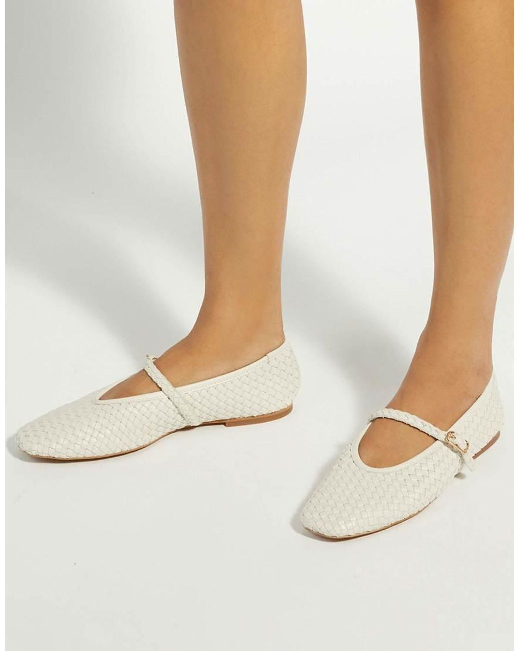 Dune White Headliner Ballet Pumps
