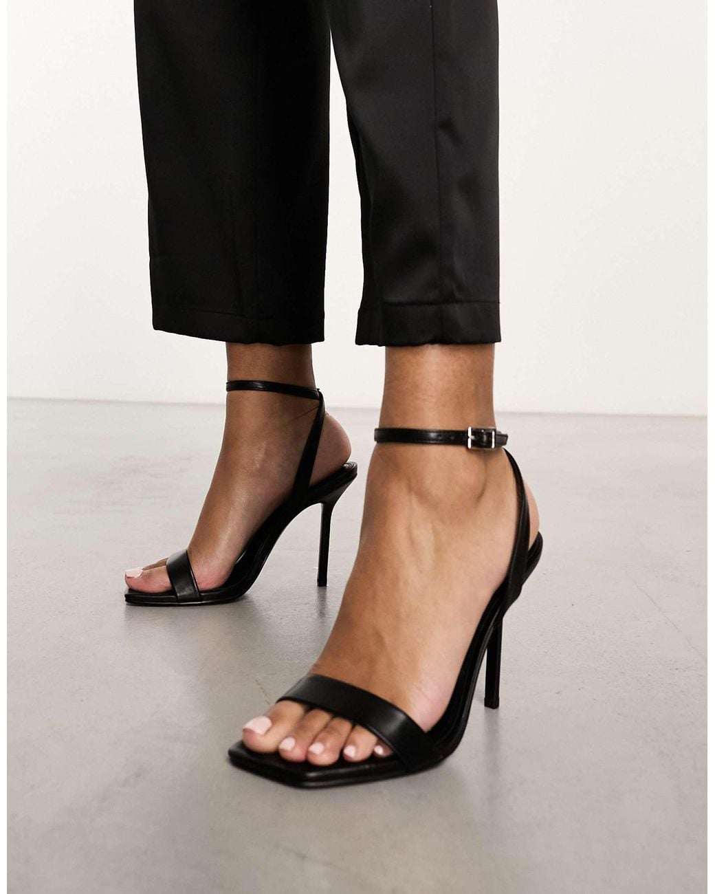ASOS Wide Fit Nali Barely There Heeled Sandals in Black | Lyst