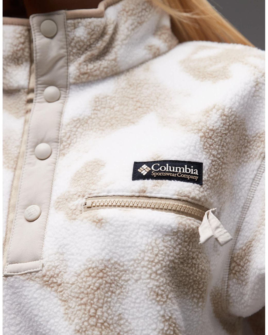 Helvetia ii - polaire courte à imprimé et demi-patte Columbia en coloris Gray