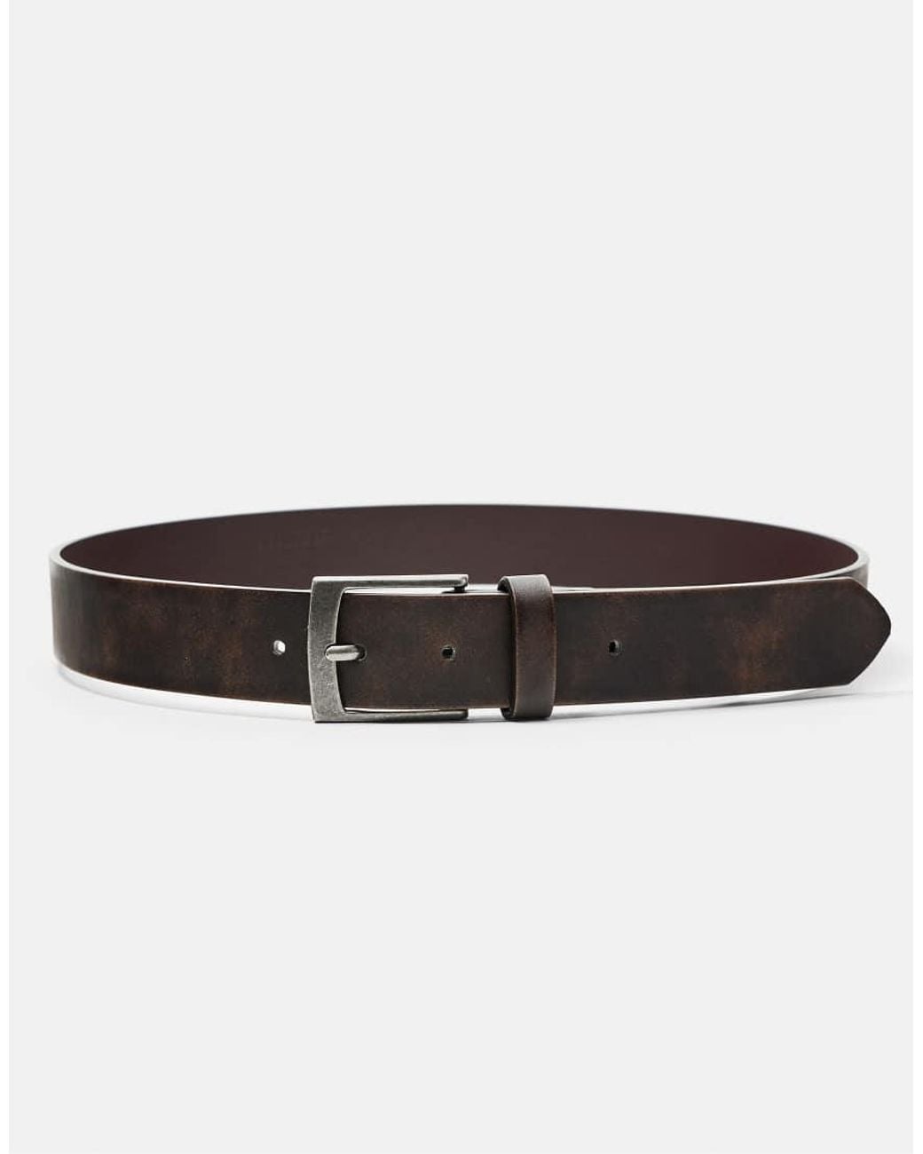 Pull&Bear White Distressed Leather-effect Belt for men