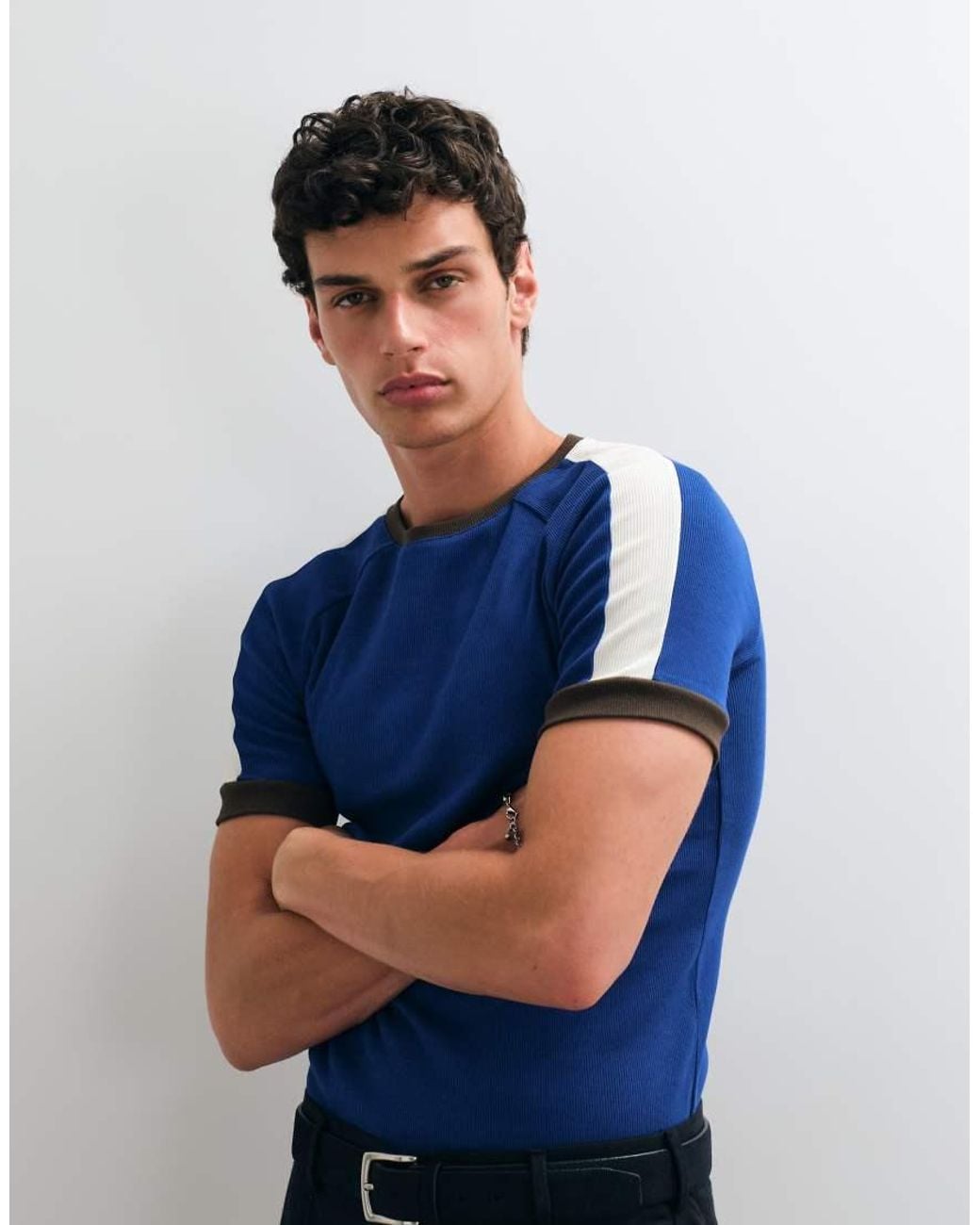 ASOS Blue Muscle Fit Raglan Ringer T-Shirt for men