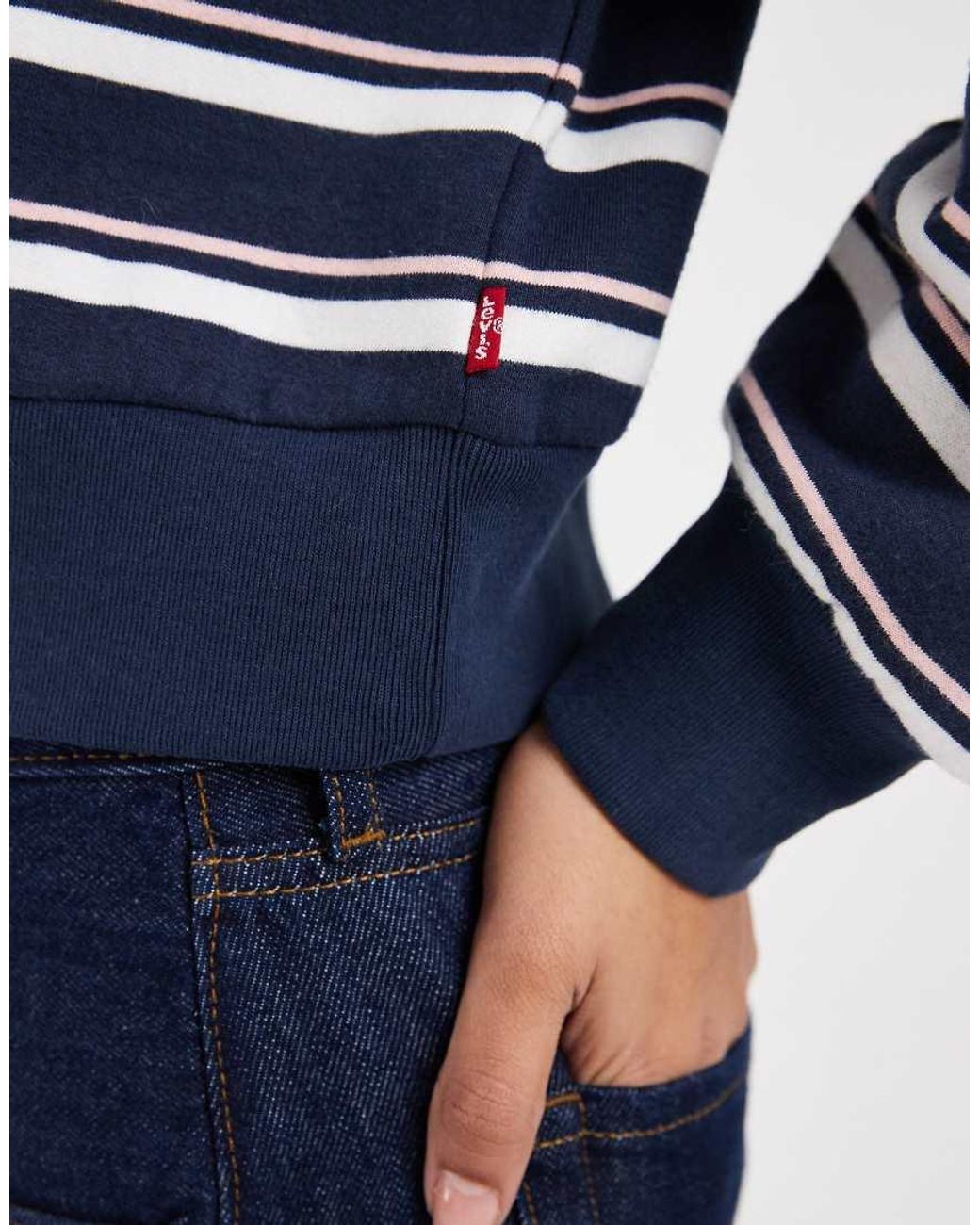 Levi's Blue Everyday Quarter Zip Striped Sweatshirt