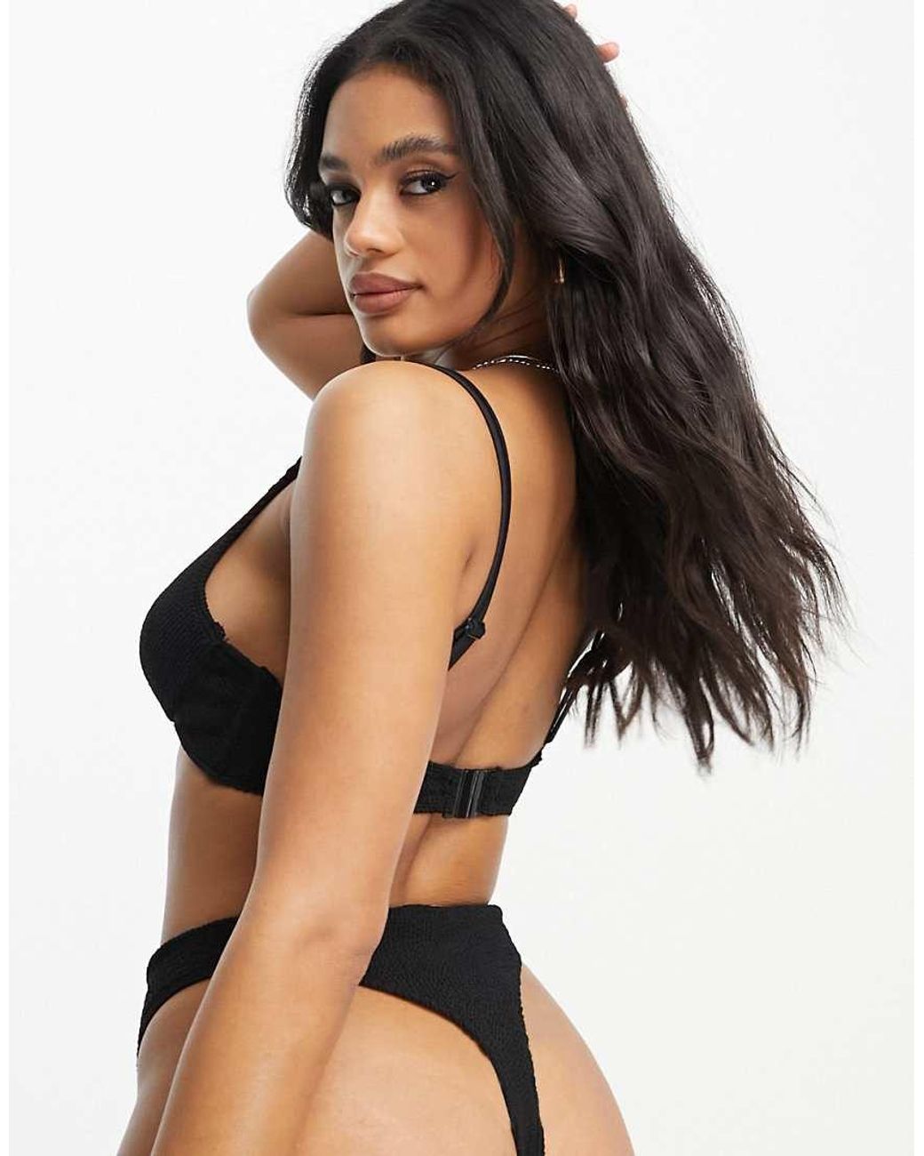 ASOS Black Amy Mix And Match Crinkle Monowire Bikini Top