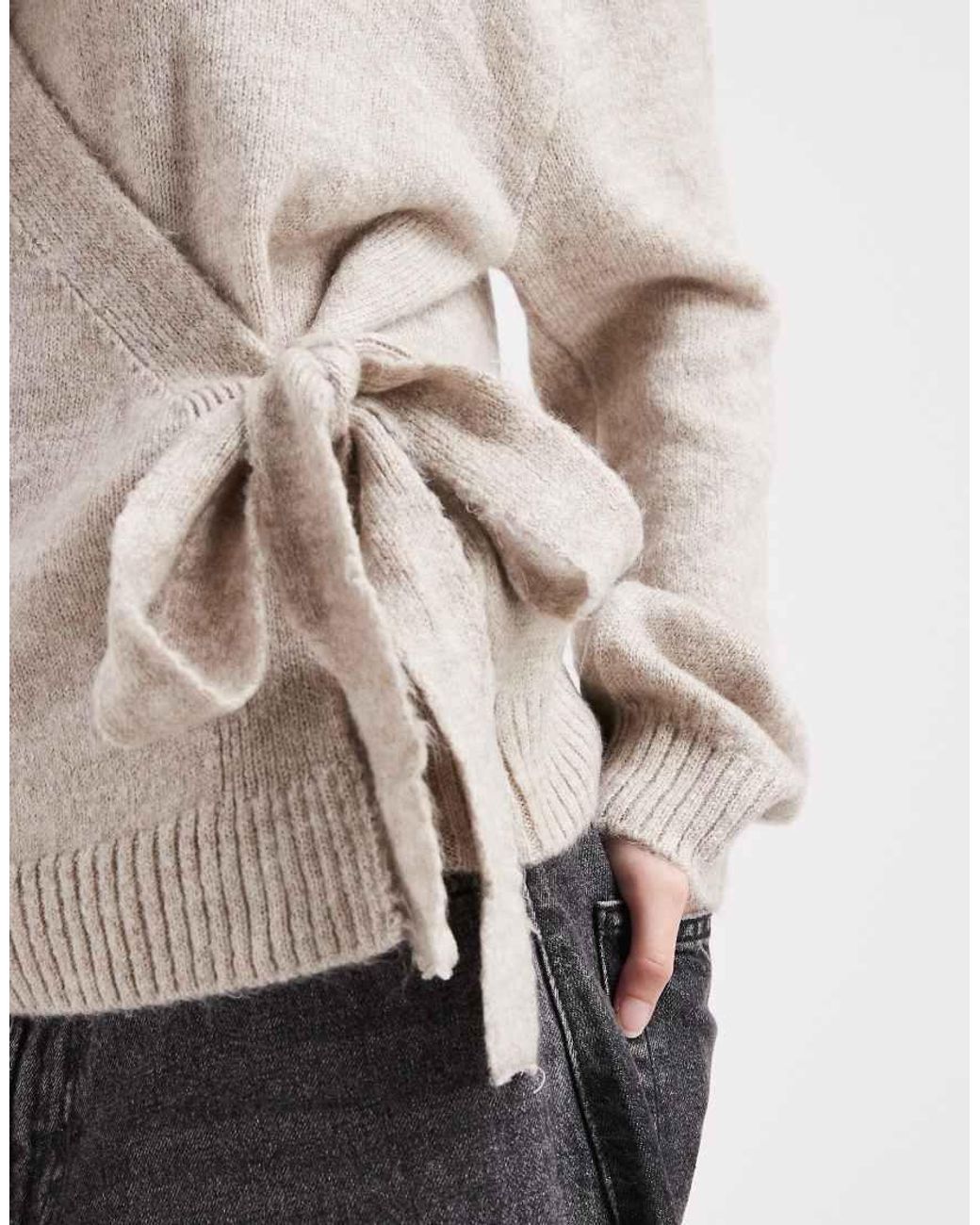 Miss Selfridge Natural Tie Side Knitted Wrap Jumper