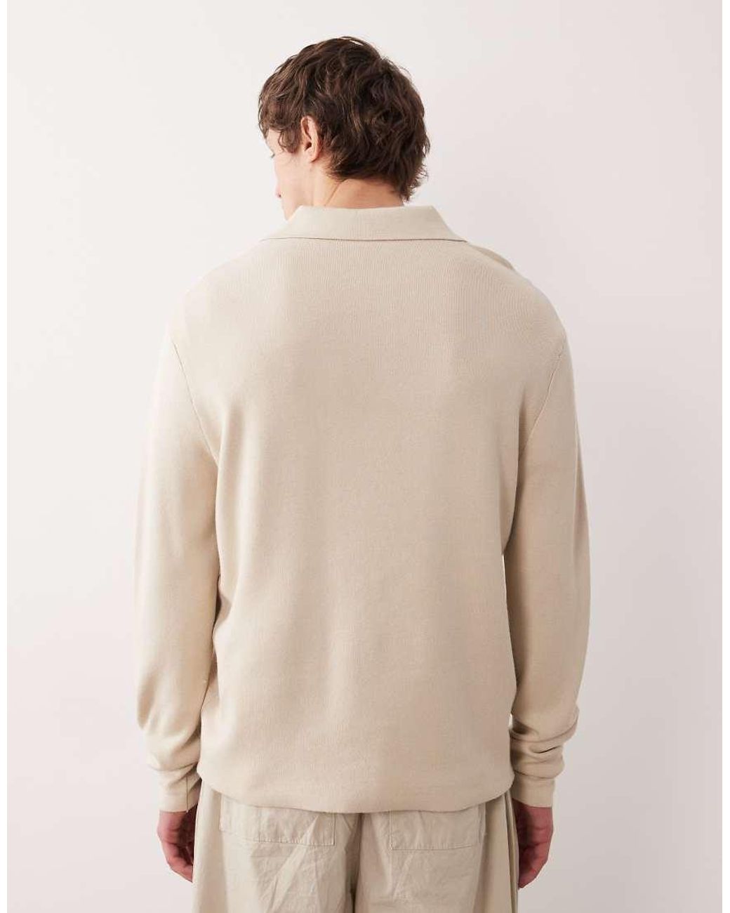 SELECTED Natural 1/4 Zip Polo Neck Jumper for men