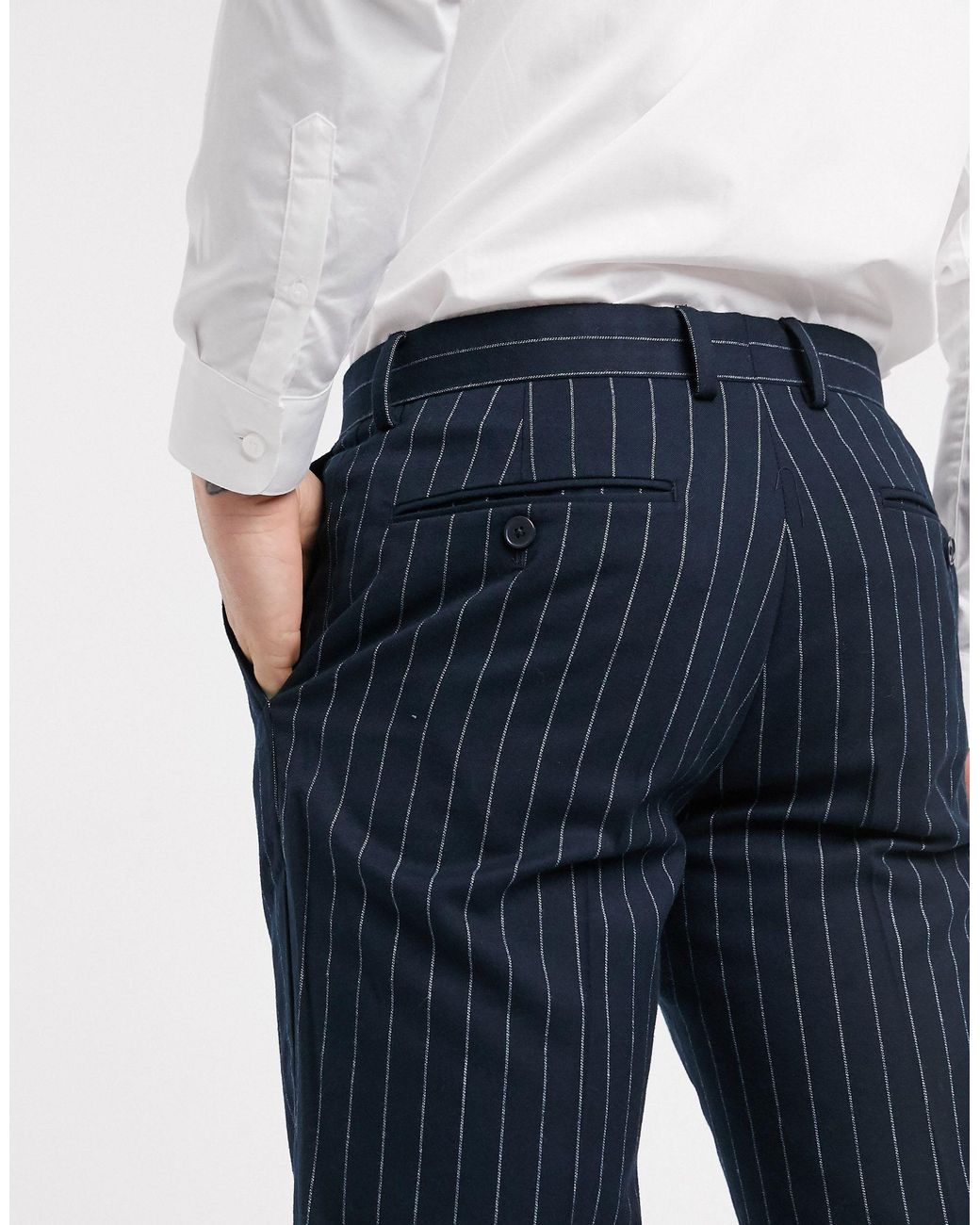 Original 1950s Men's Chalk Stripe Trousers - 34x30