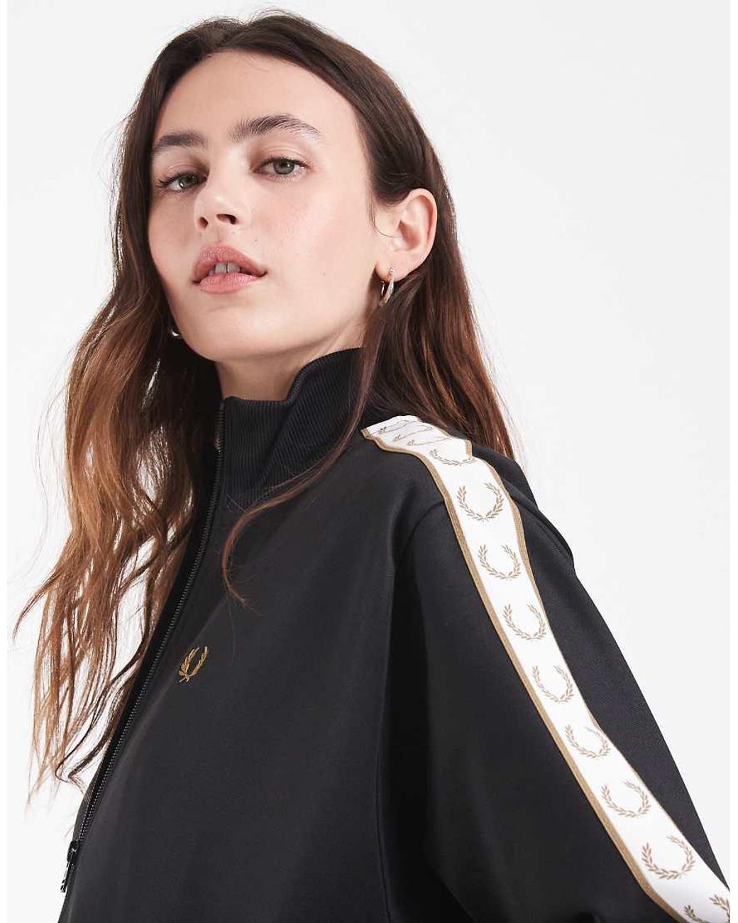 Fred Perry Blue Zip Through Taped Logo Track Jacket