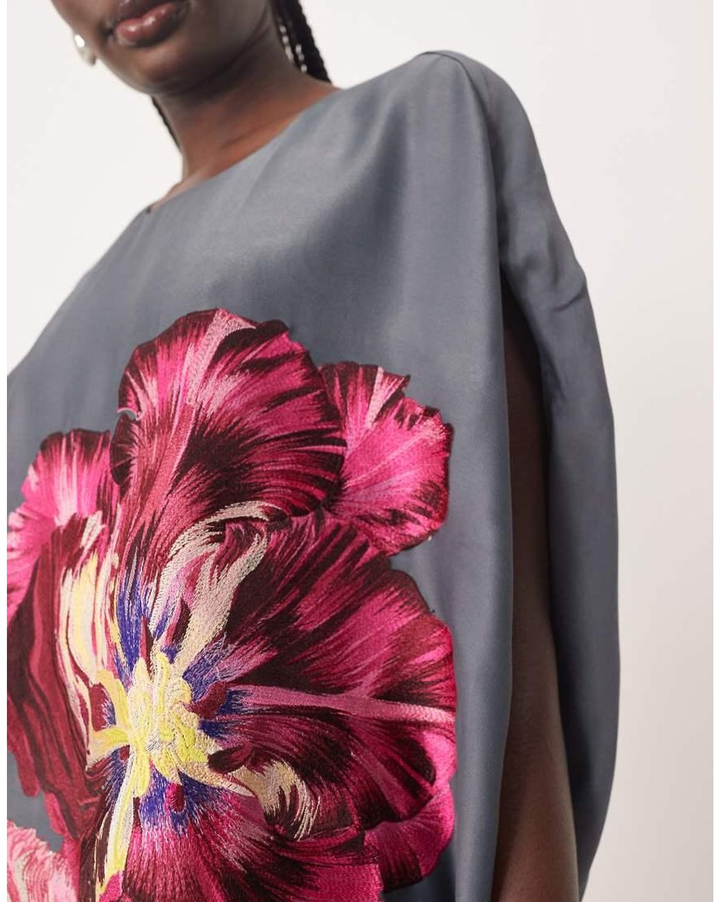 ARRANGE Pink Distorted Floral Embroidered Cocoon Mini Dress