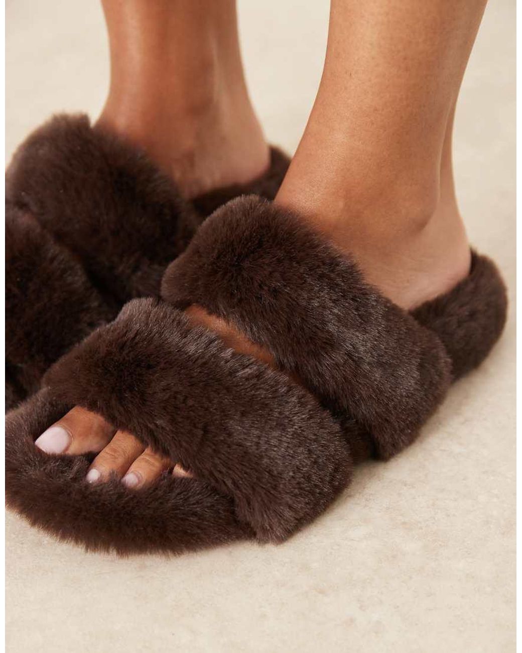 ASOS Brown Zoey Double Strap Mule Slippers