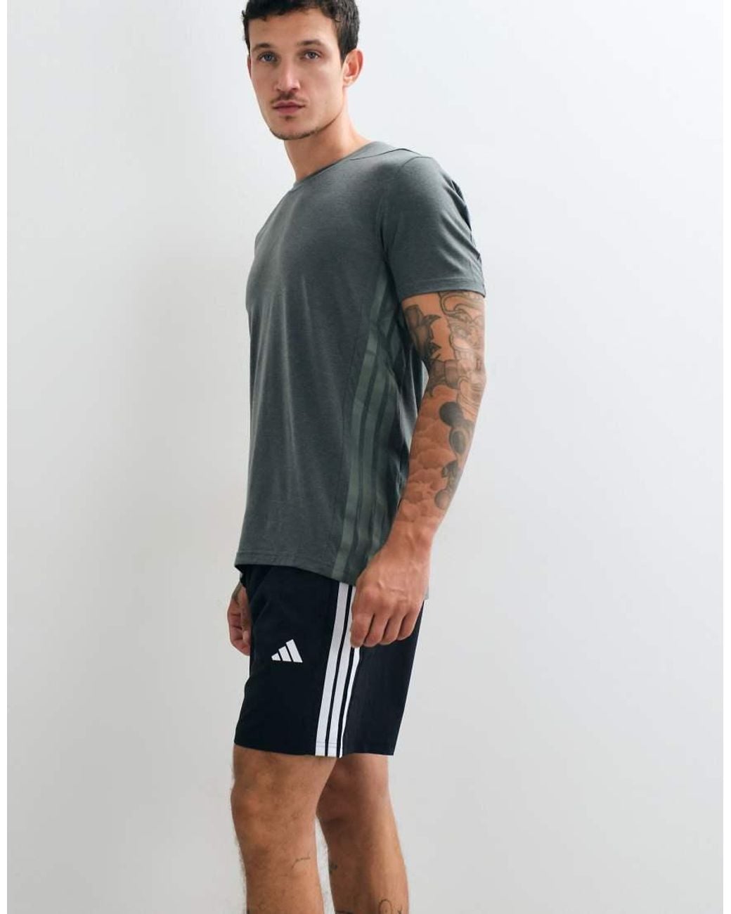 Adidas Originals Blue Workout Essentials Base 3 Stripes Woven Short for men