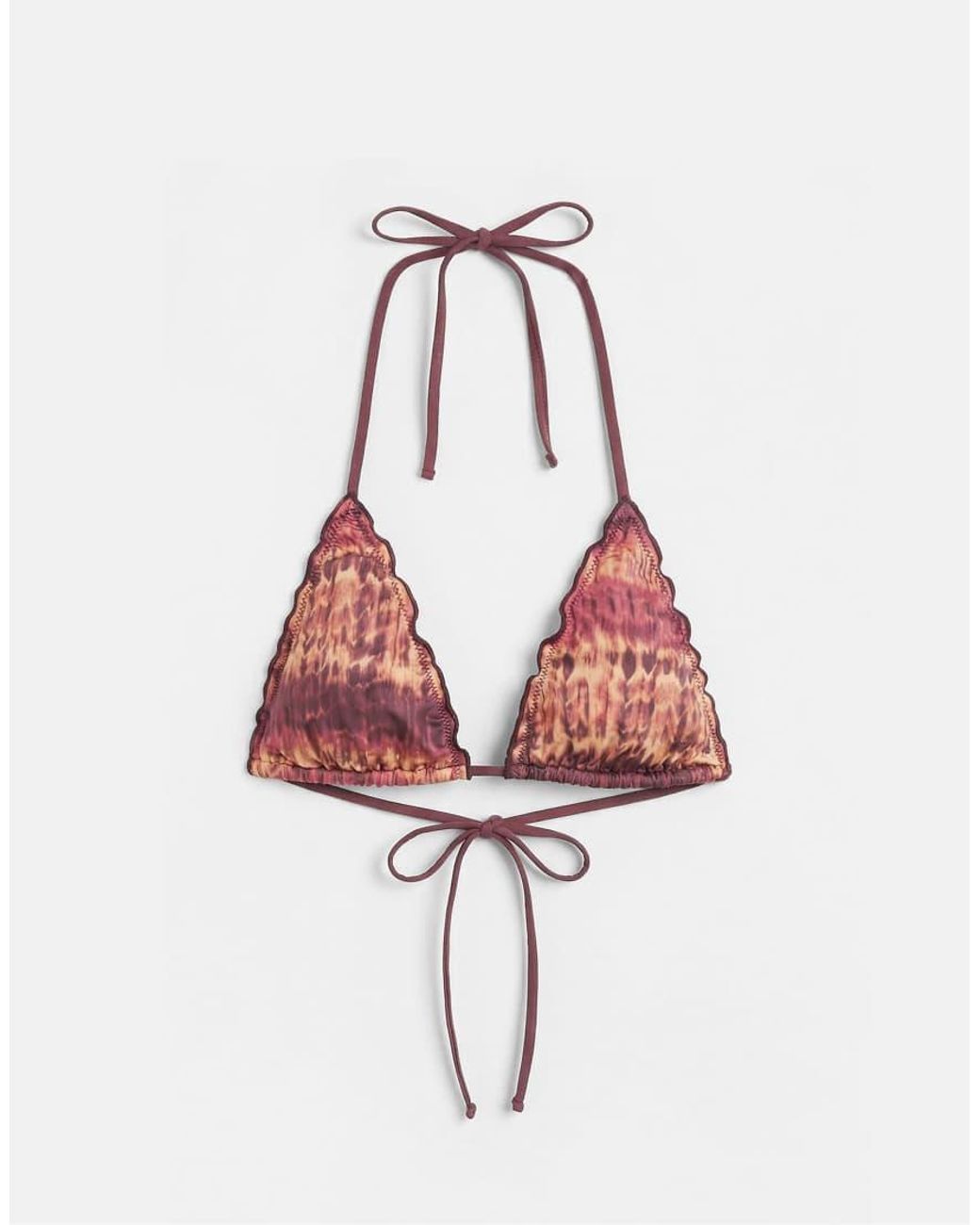 Pull&Bear Green Tie-dye Frill Bikini Top