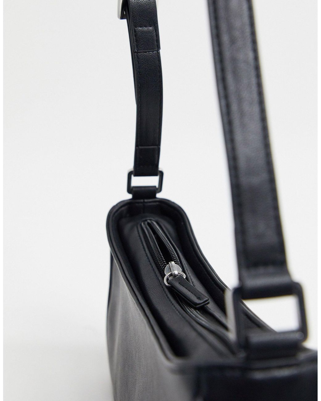 Monki Odessa Faux Leather Shoulder Bag in Black | Lyst