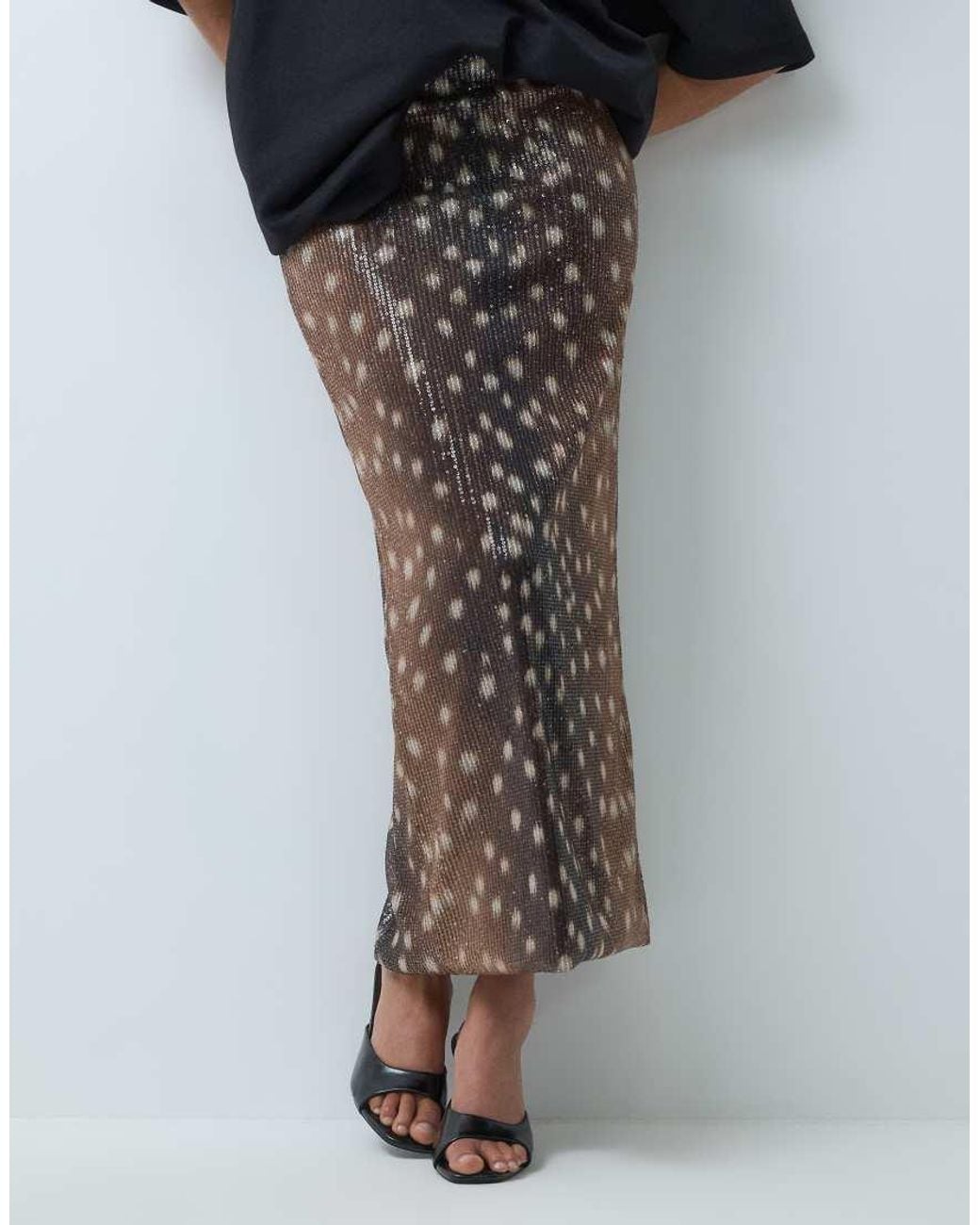 ASOS Blue Sequin Midi Skirt