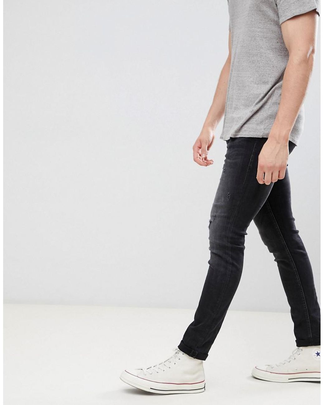 Jack & Jones Denim Intelligence Liam Skinny Fit Super Stretch Jeans in  Black for Men | Lyst