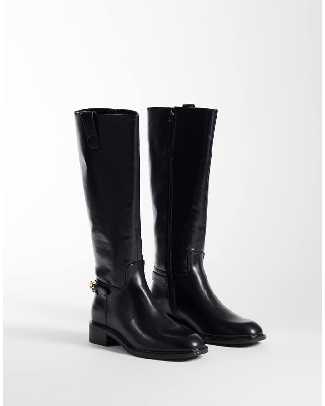 ASOS Black Cecile Flat Riding Knee Boots