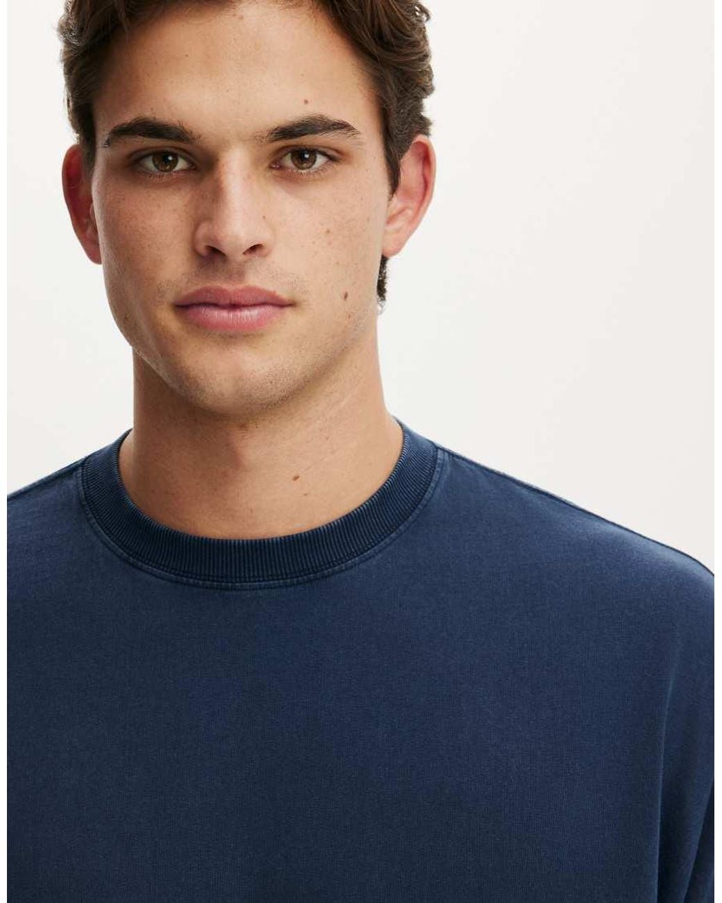 Cotton On Blue Cropped Fit T-Shirt for men