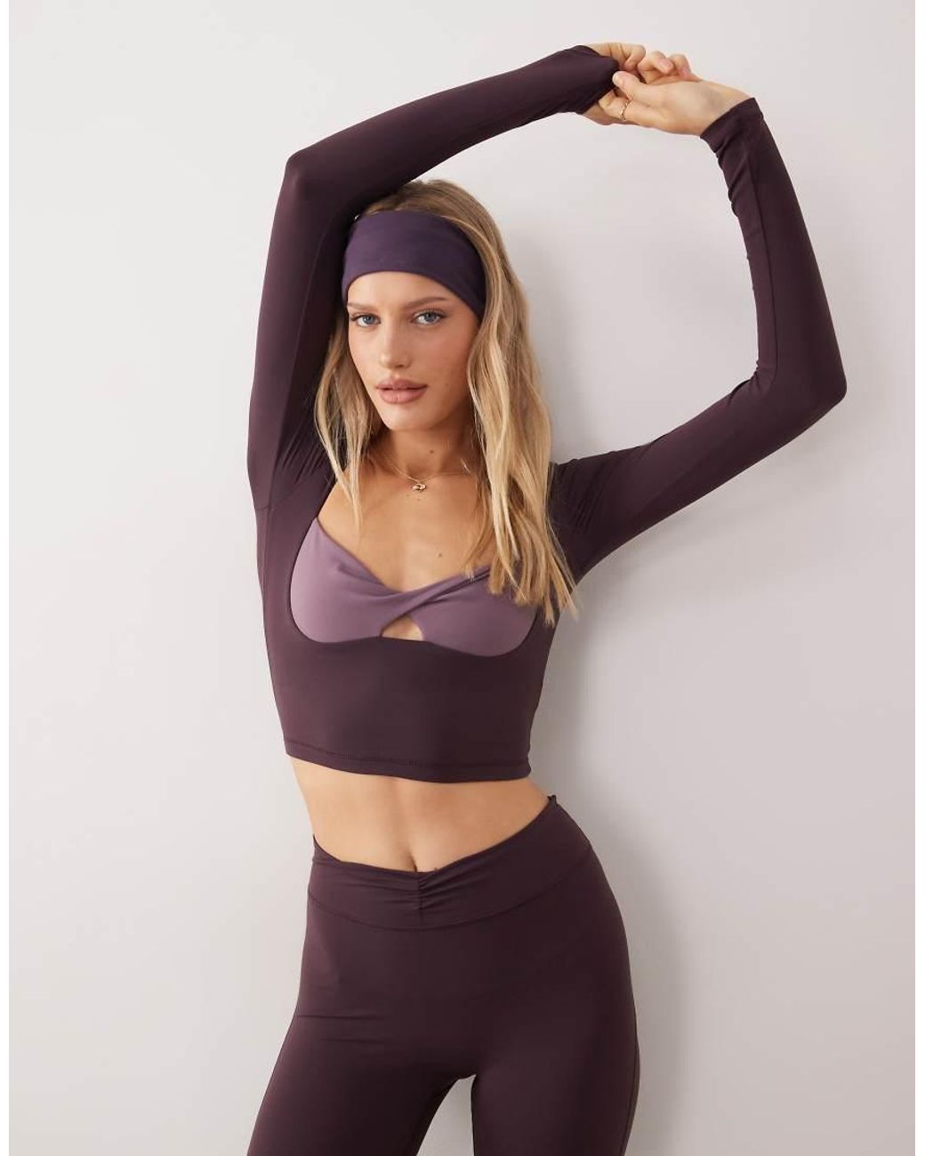 BO+TEE Purple Bo+tee Twist Front Long Sleeve Top