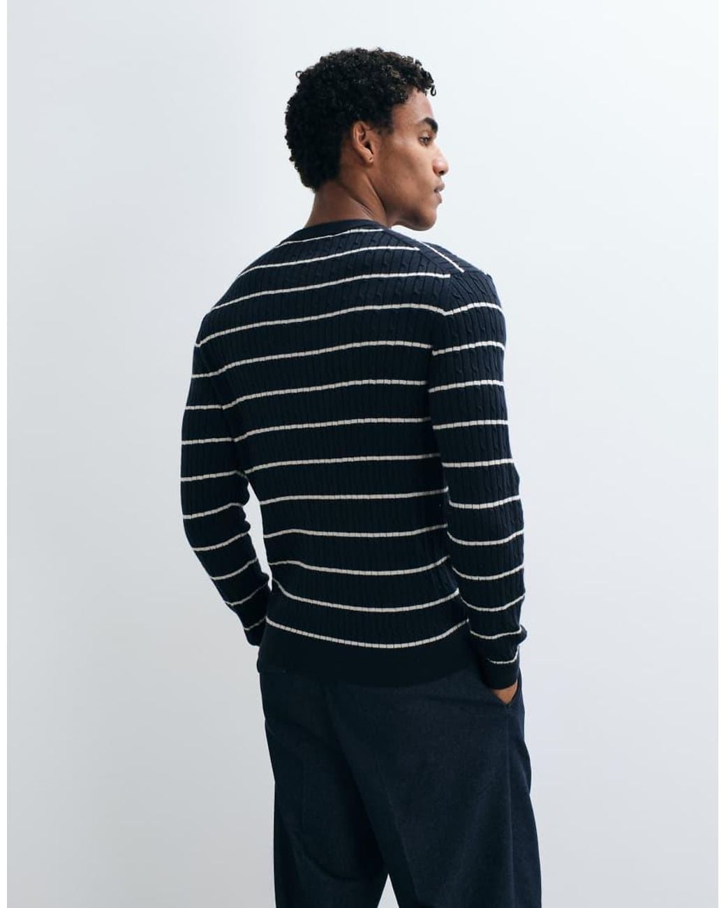Mango Blue Cable Knit Sweater for men