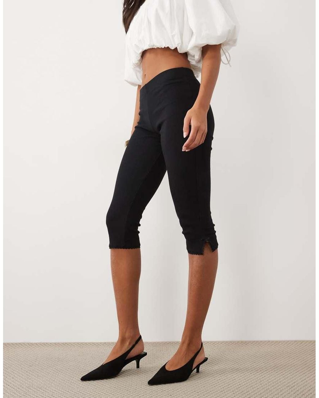 Miss Selfridge Natural Capris Pant With Split Bow Hem