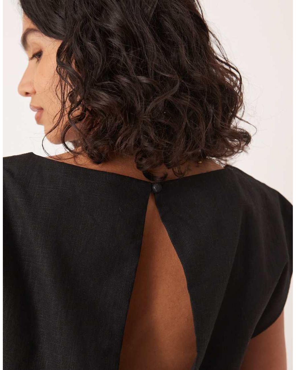 Vrg Grl Black Cameron Linen Mini Shift Dress