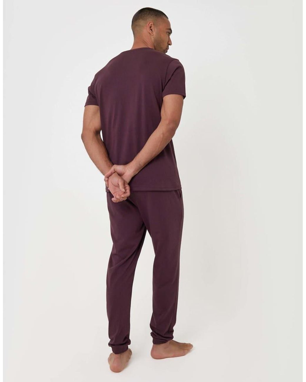 Threadbare Red T-Shirt & Cuffed Joggers Lounge Set for men