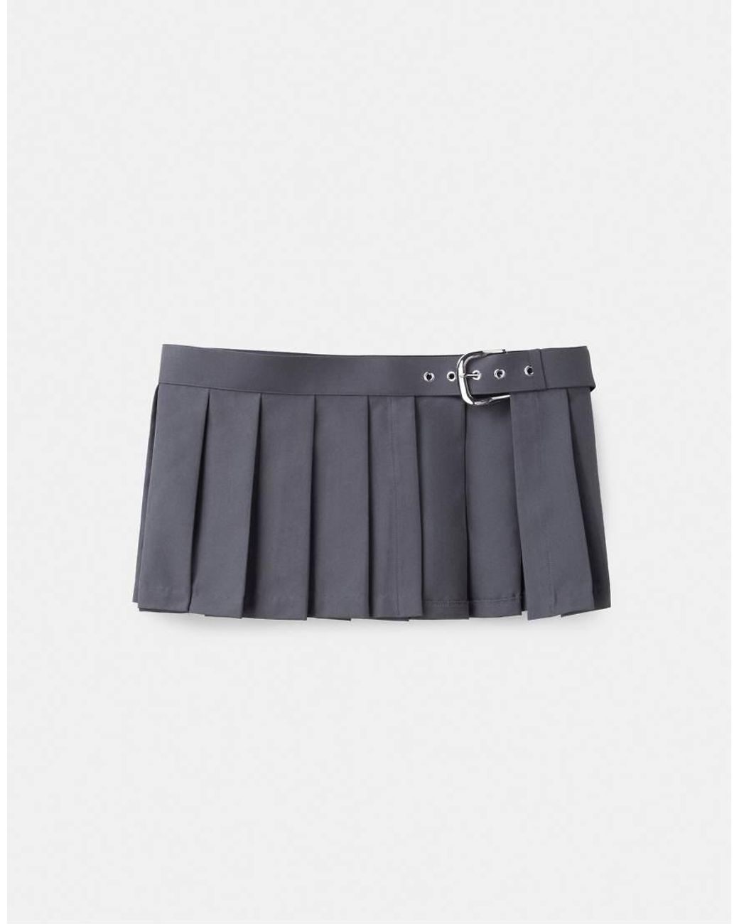Stradivarius Blue Pleated Skirt Belt