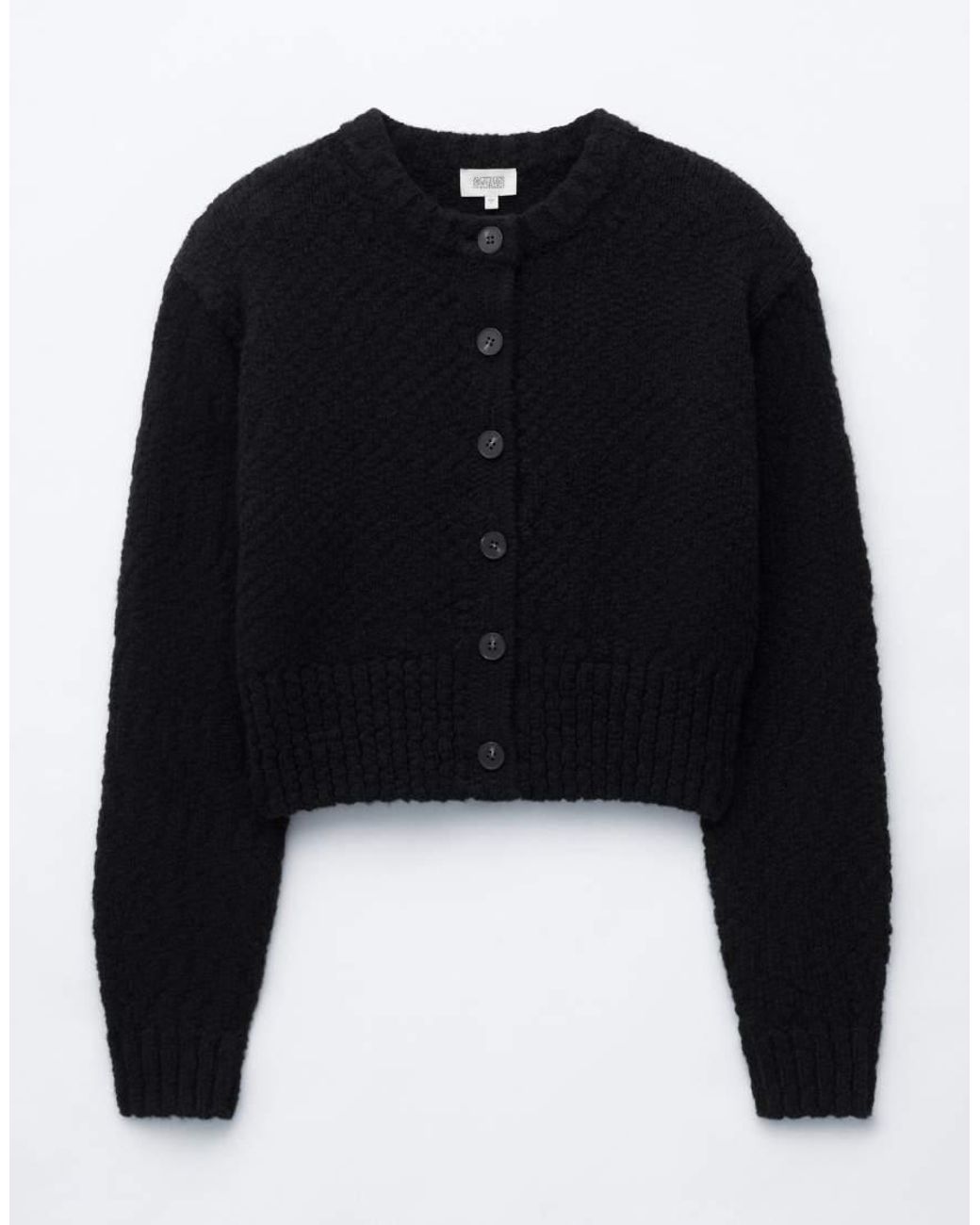 & Other Stories Blue Strong Shoulder Cropped Structured Cardigan