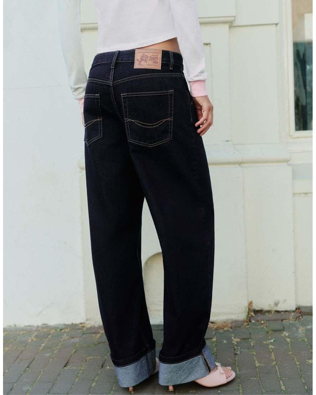 Pull&Bear Gray Turn-up Hem Jeans