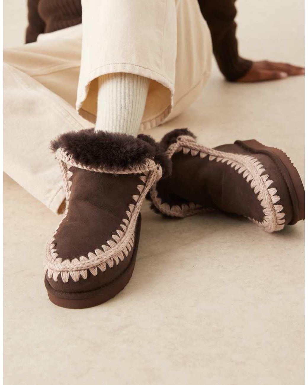 Mou Natural 18 Shearling Lined Suede Boots