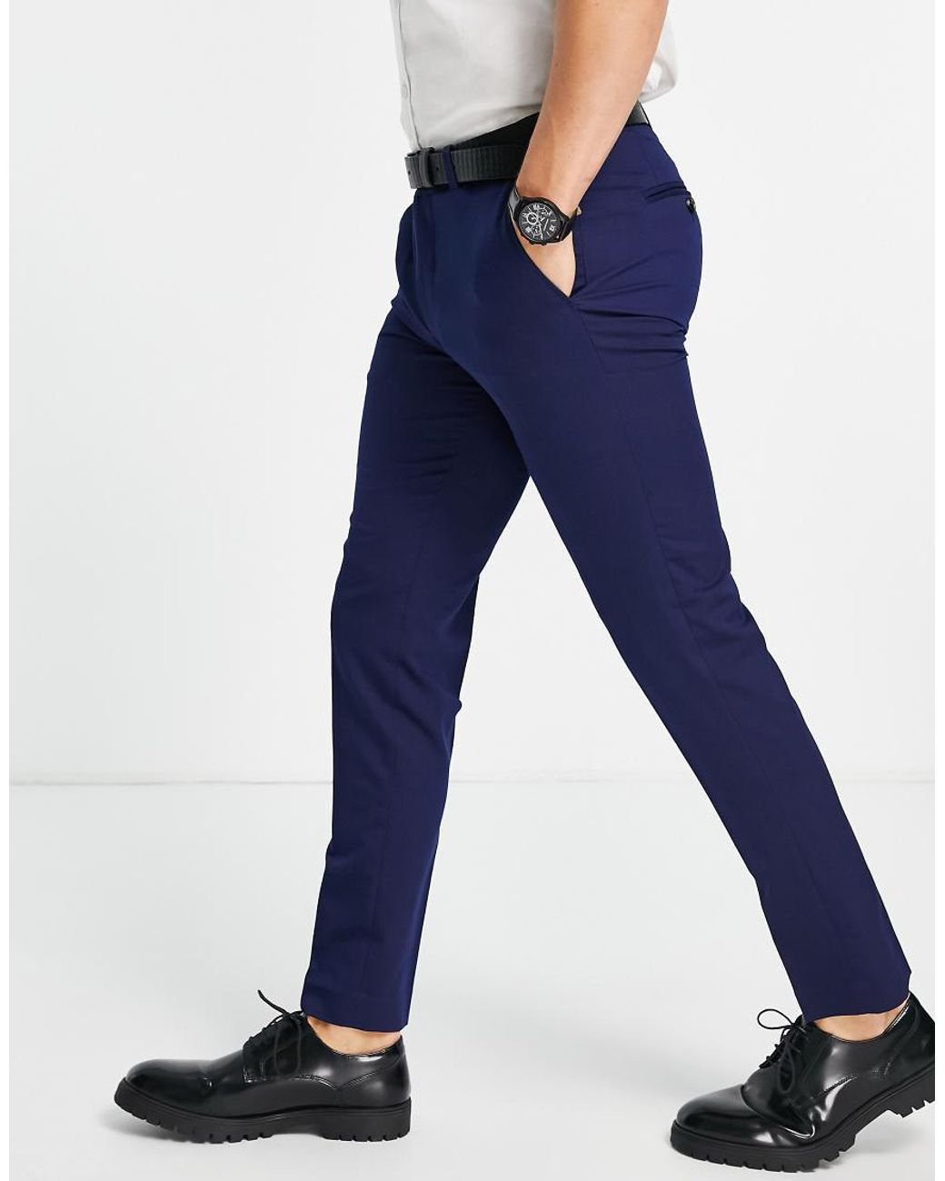 Jack & Jones Blue Franco Super Slim Fit Tailored Trousers for men