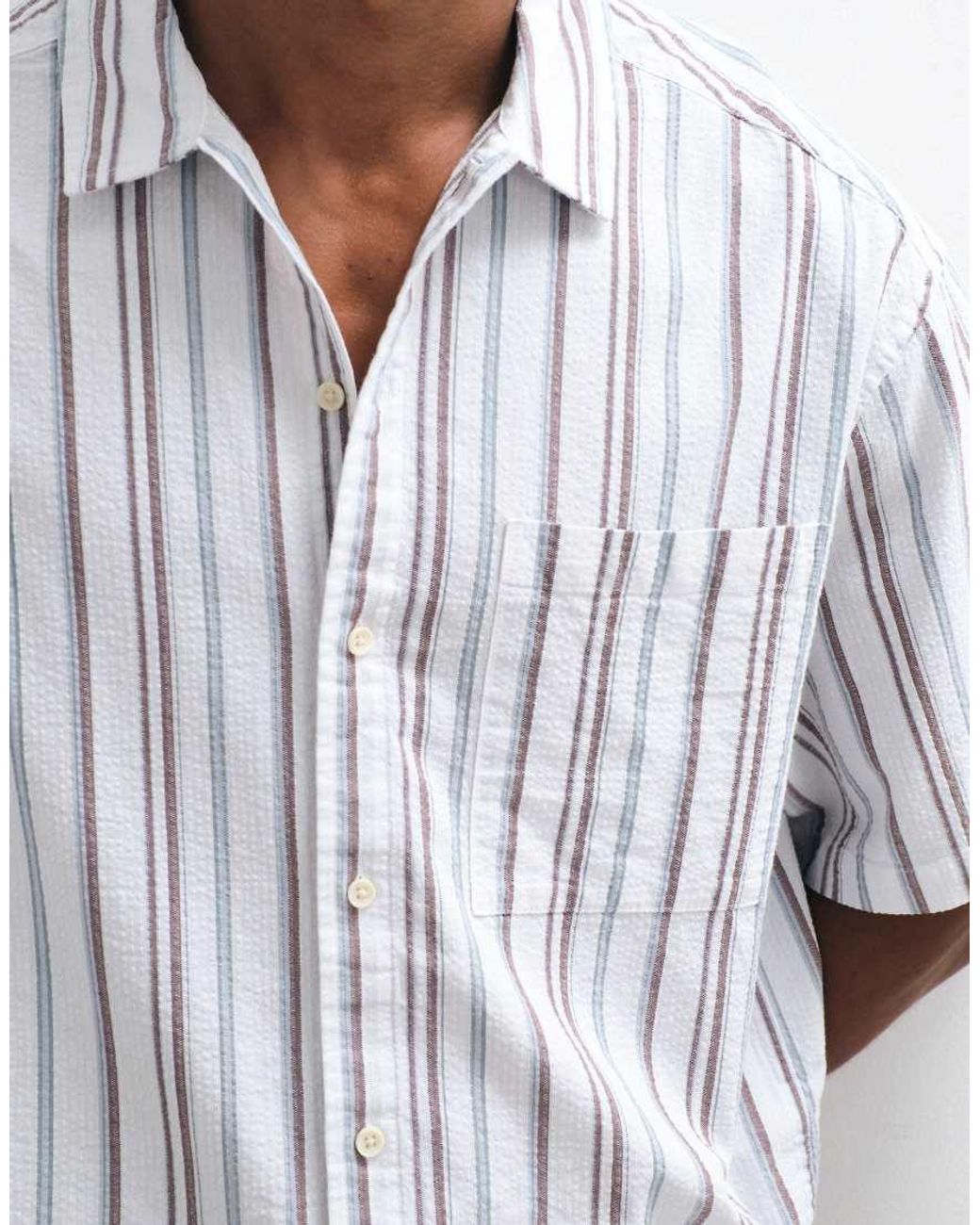 ASOS Gray Boxy Oversized Textured Stripe Shirt for men