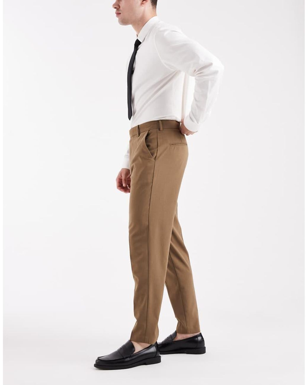 ASOS Natural Smart Tapered Trousers for men