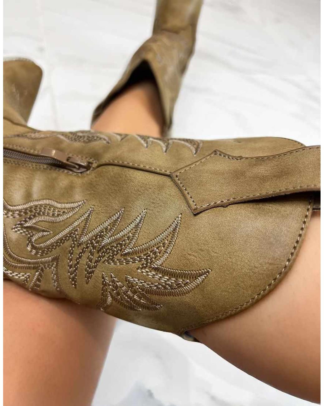 GIA STUDIOS Natural Cowboy Western Ankle Boots