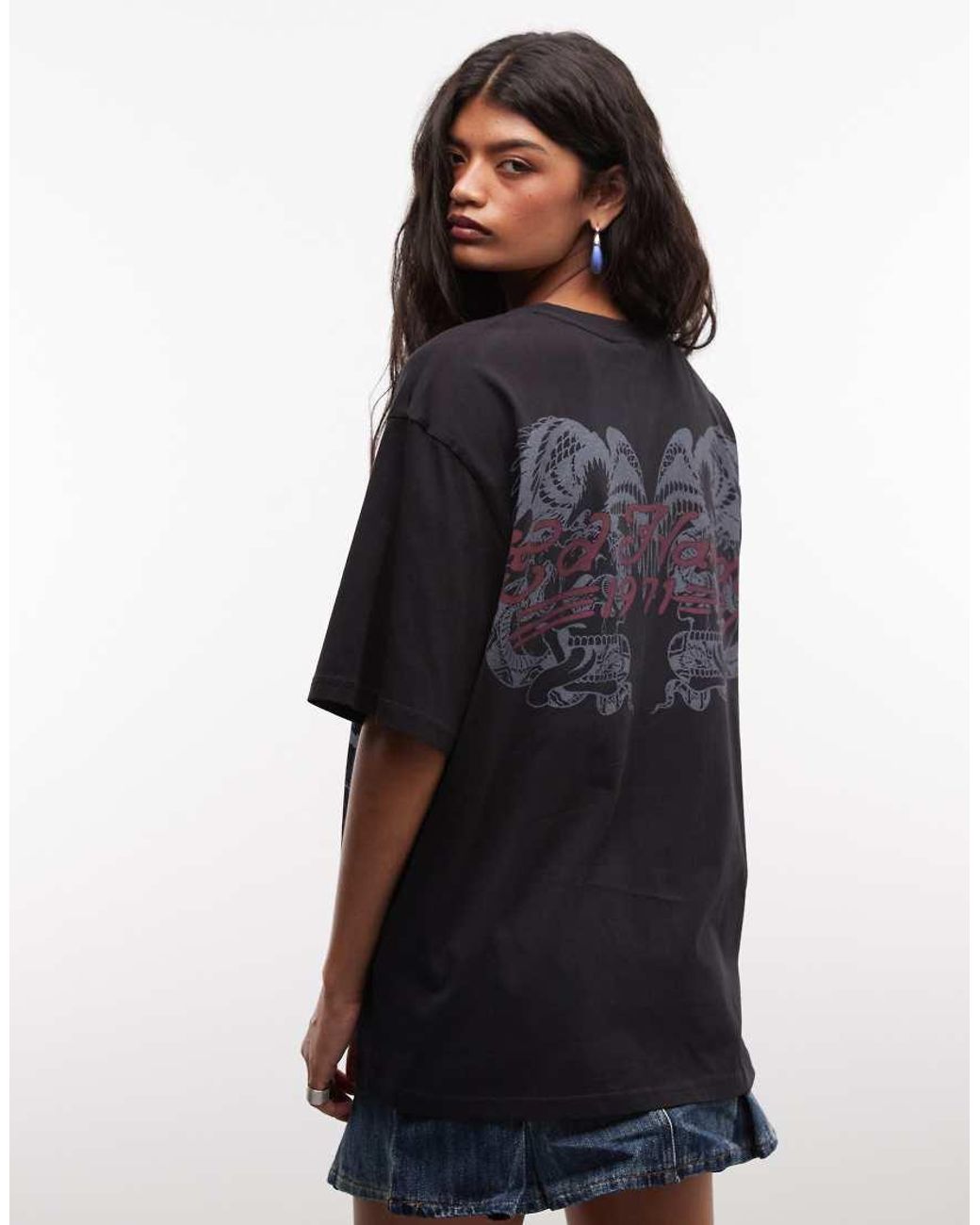 Ed Hardy Black Brave Hearts Stay True Relaxed Fit T-Shirt