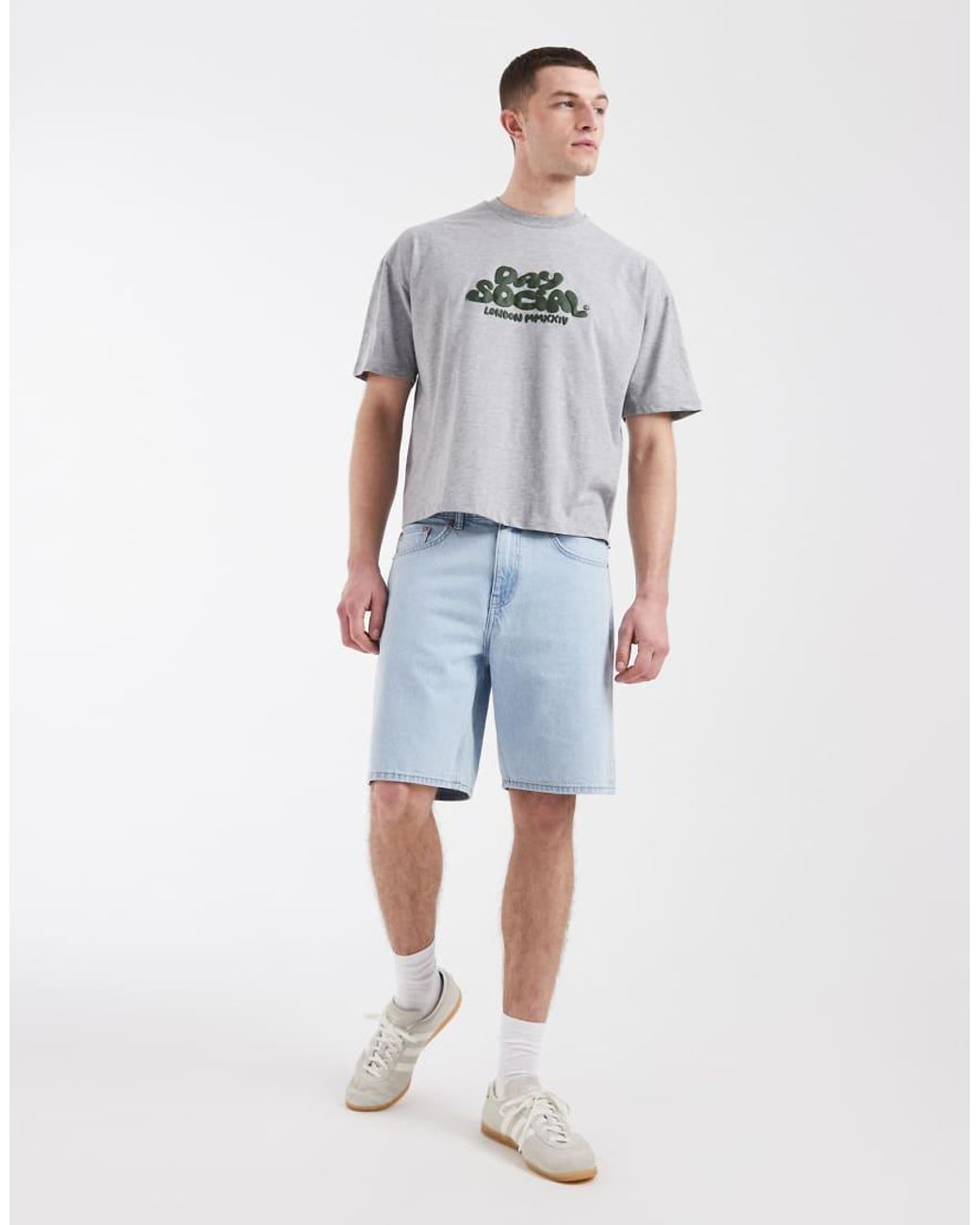 ASOS Gray Boxy Oversized T-shirt With Bubble Text Graphic for men
