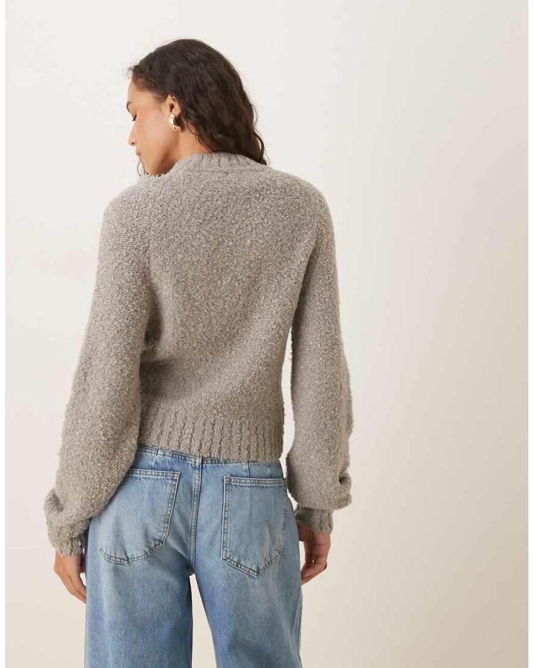 Glamorous Gray Fitted Boxy Knit Sweater