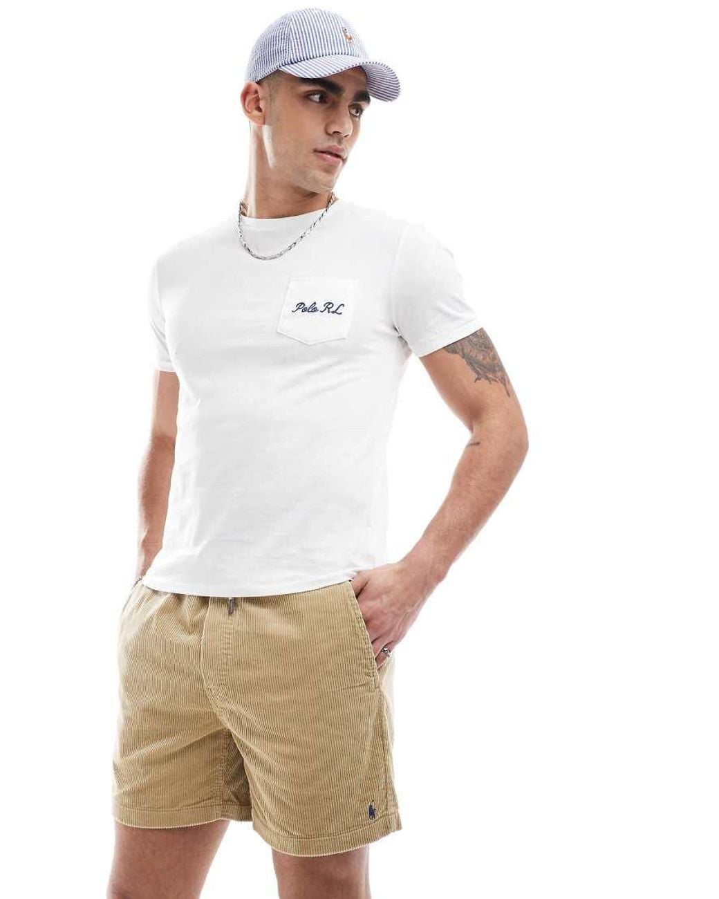 Polo Ralph Lauren White Prepsters Icon Logo Corduroy Shorts for men