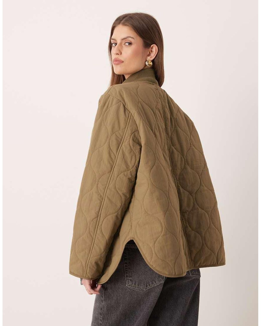 Jdy Brown Oversized Quilted Jacket