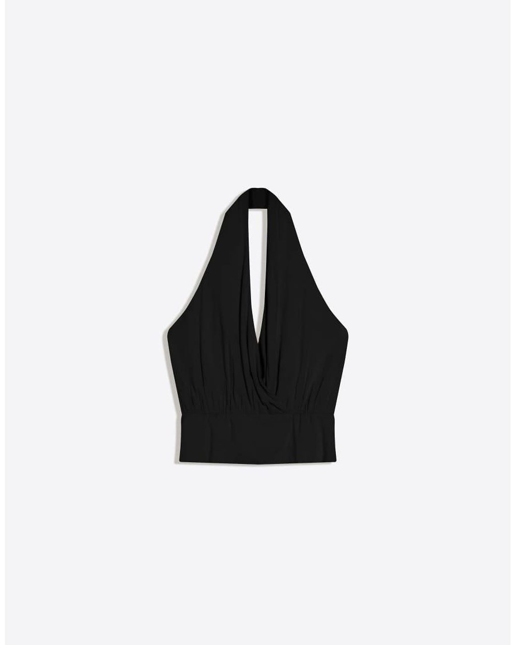 Bershka Blue Crossover Ruched Cummerbund Top