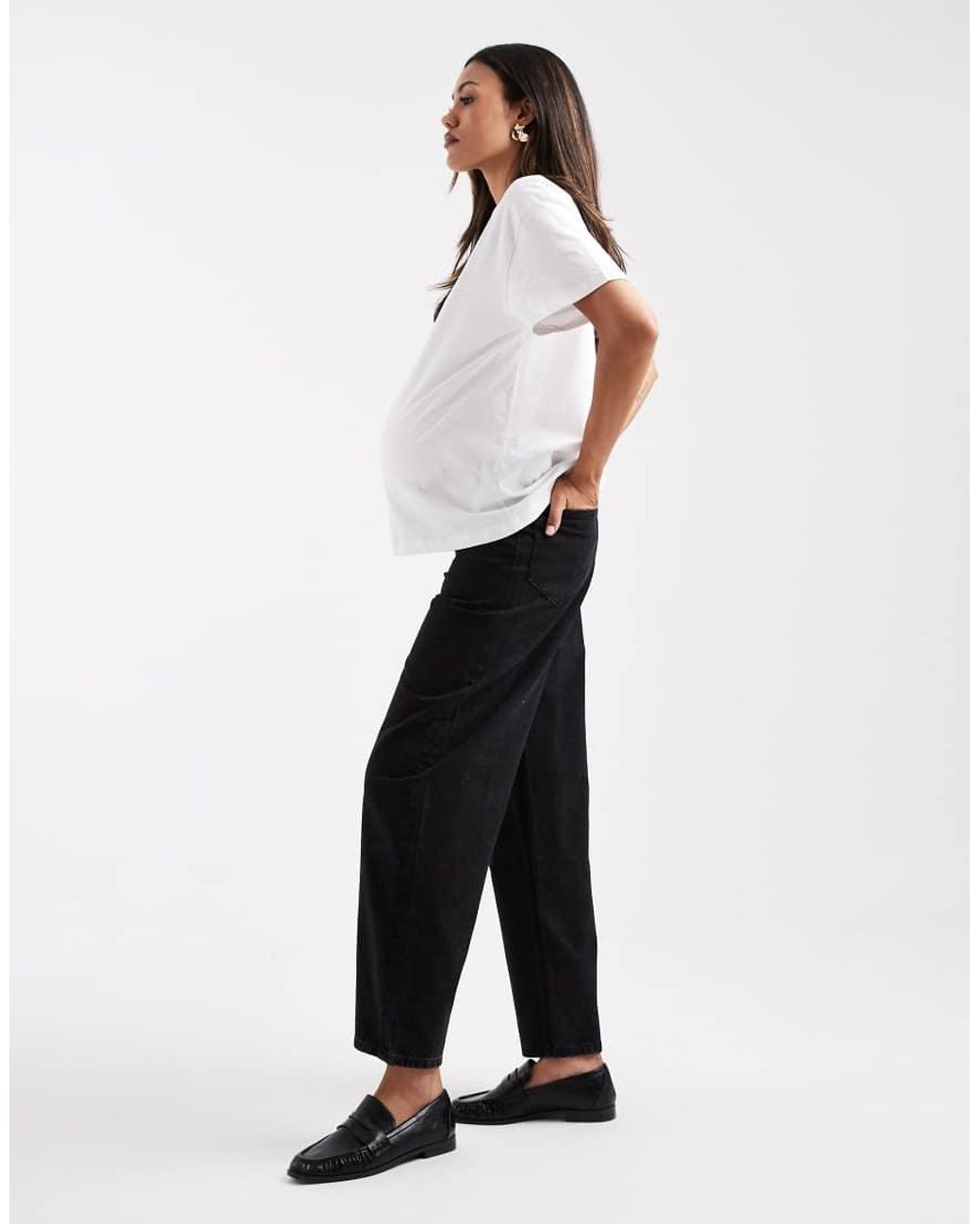 ASOS White Asos Design Maternity Slim Barrel Leg Jeans