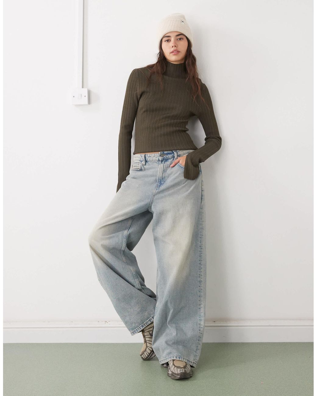Weekday Gray Fitted Turtle Neck Jumper