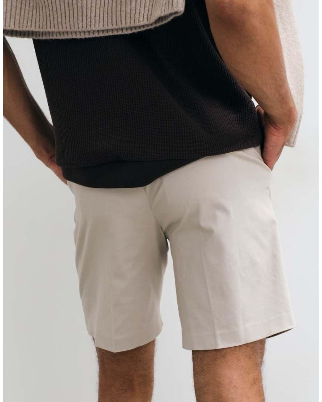 ASOS Natural Tailored Cotton Rich Regular Chino Shorts for men