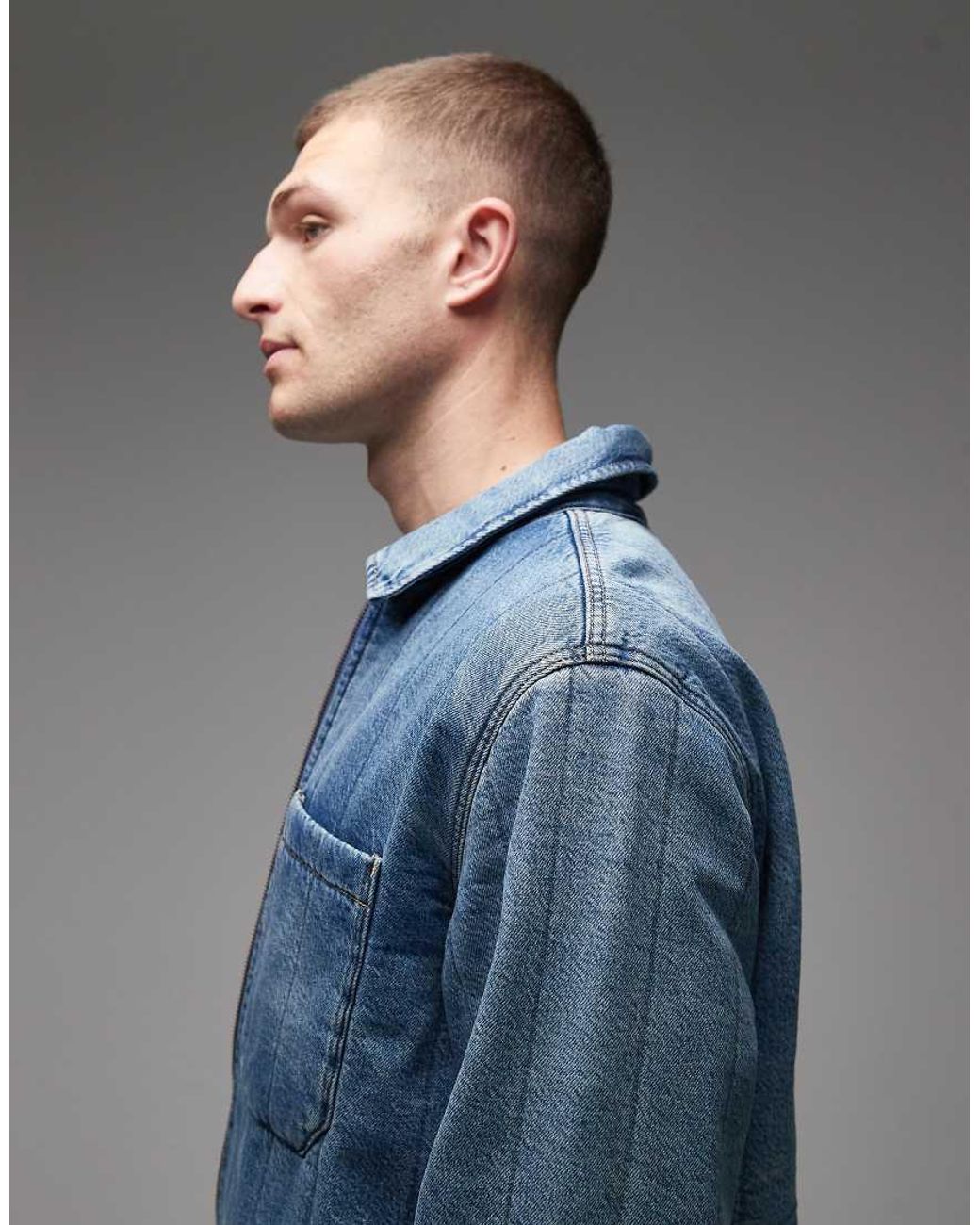Levi's Blue Kyren Quilted Zip Front Denim Overshirt Jacket for men