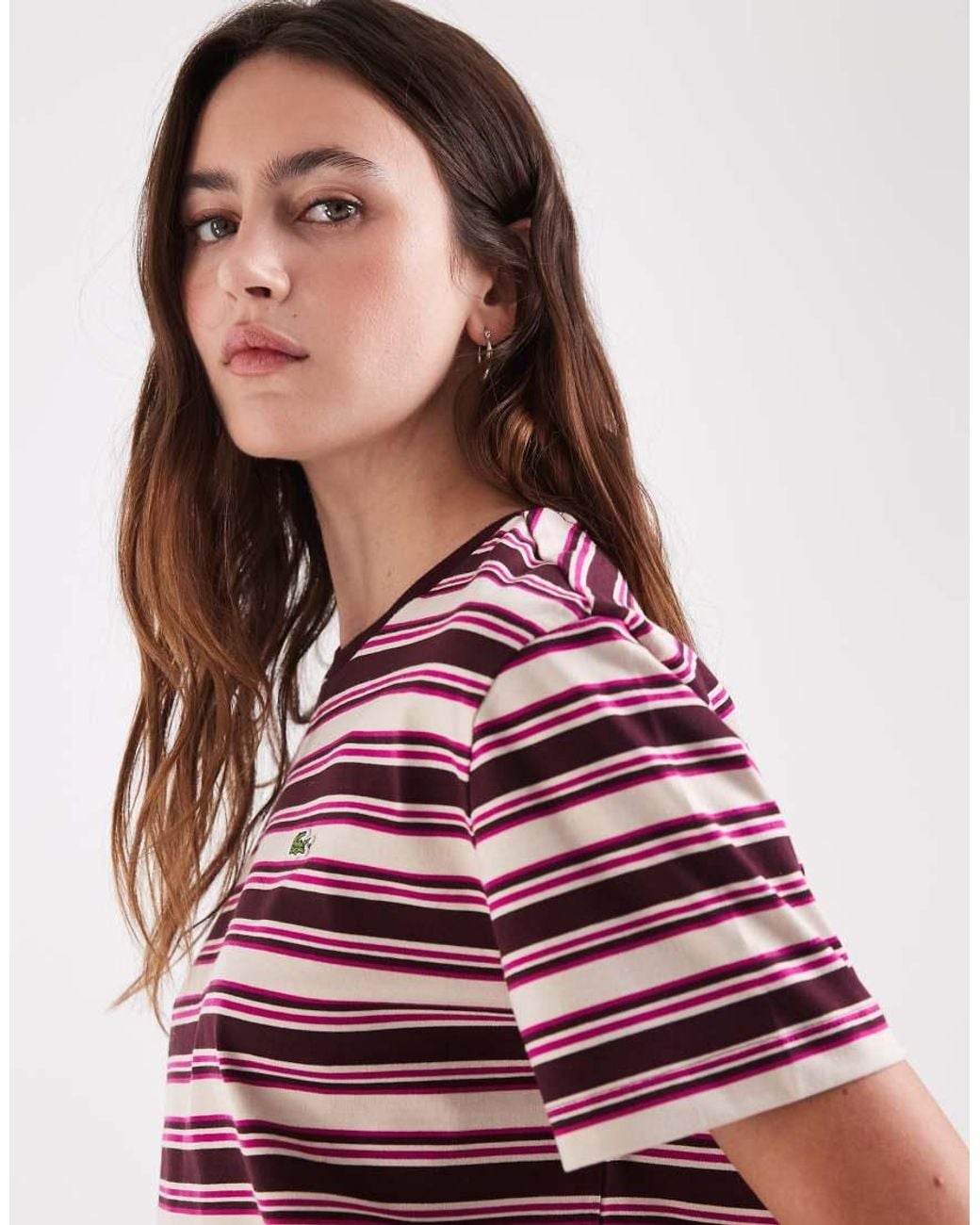 Lacoste Red Stripe Short Sleeve Jersey T-Shirt