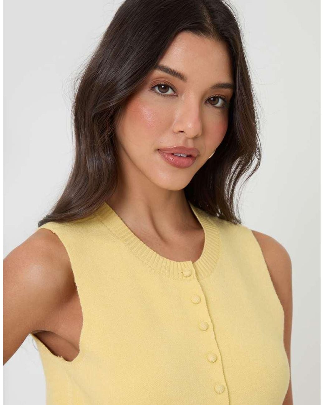 Threadbare Yellow Crew Neck Compact Knit Vest